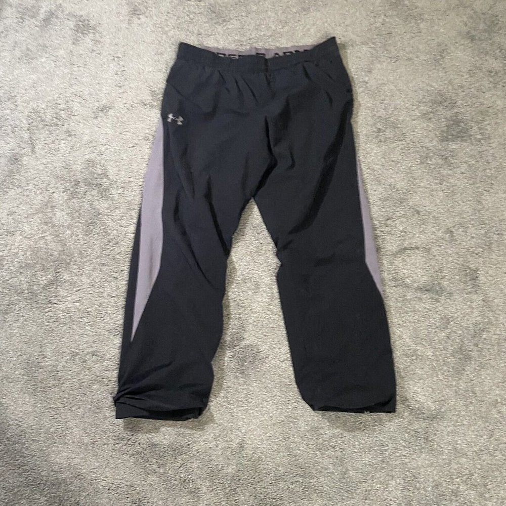 Under Armour Sweatpants Mens Large Black Straight Leg Casual Windbreaker Swishy